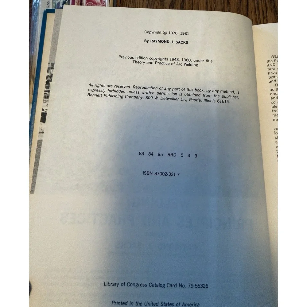 Welding :‎ Principles and Practices Hardcover Raymond Sacks Revised